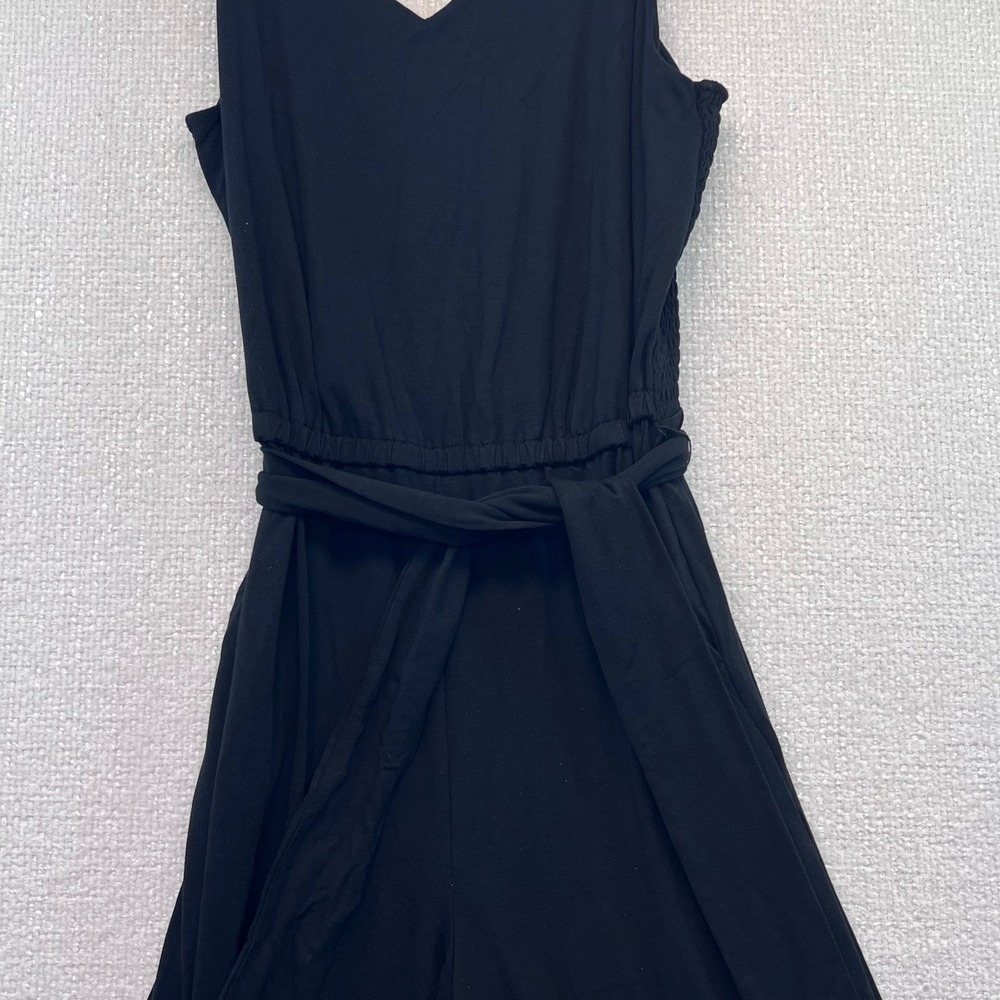 J Jill Sleeveless Jumpsuit Women's Black V-Neck Wide Leg Flowy Casual - Picture 4 of 13